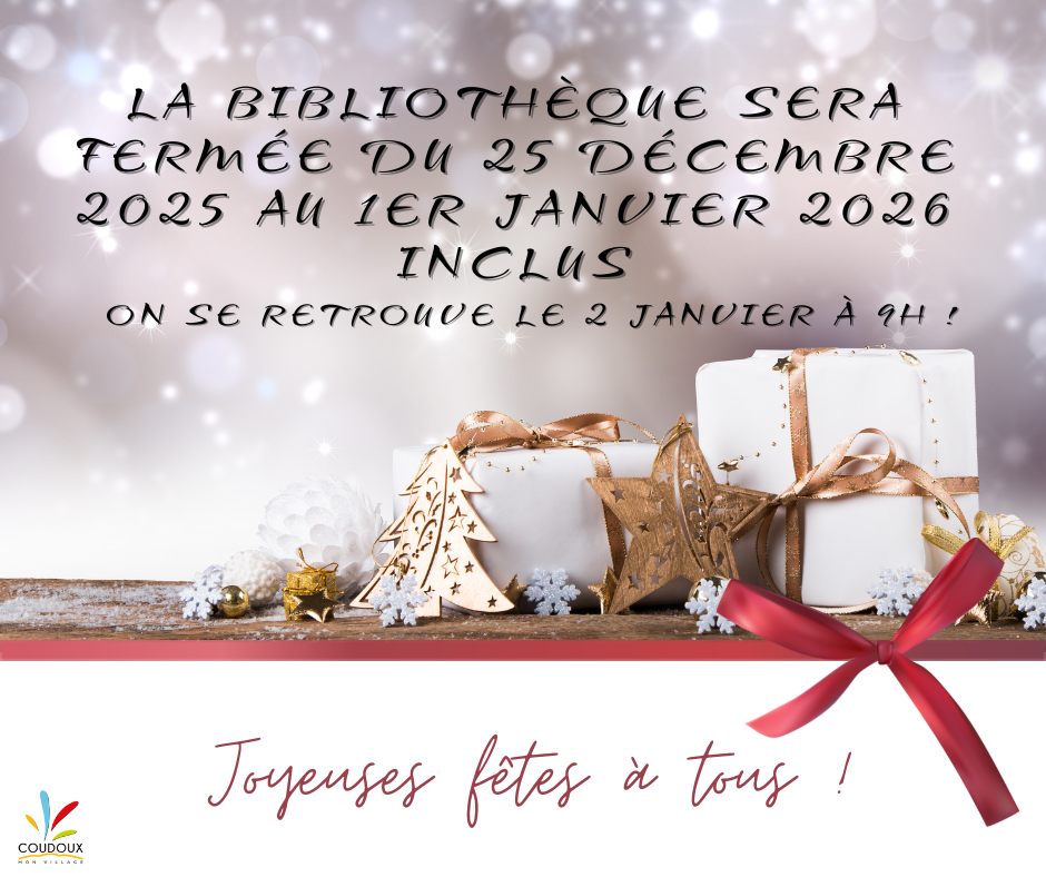 La bibliotheque sera fermee du 25 decembre au 1er janvier inclus Publication Facebook